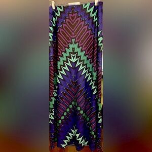 ECI Purple and Green Maxi Skirt, Stretch Jersey, XL